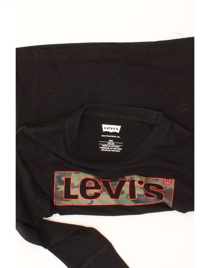 LEVI'S Boys Graphic Top Long Sleeve 9-10 Years Black Vintage Levi's and Second-Hand Levi's from Messina Hembry 