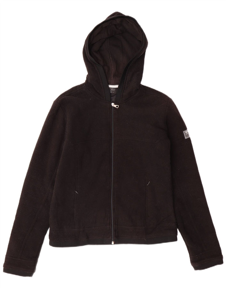 CHAMPION Womens Zip Hoodie Sweater UK 16 Large Black Polyester