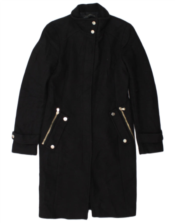 Zara Damen Mantel UK 10 Small Schwarze Wolle