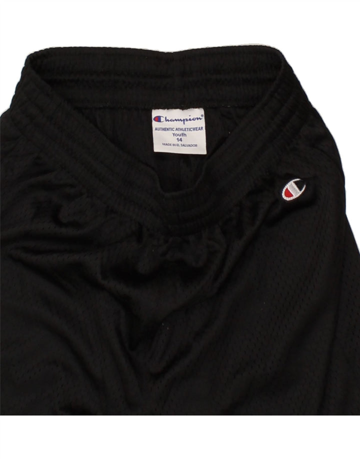 CHAMPION Boys Sport Shorts 13-14 Years  Black Polyester Vintage Champion and Second-Hand Champion from Messina Hembry 