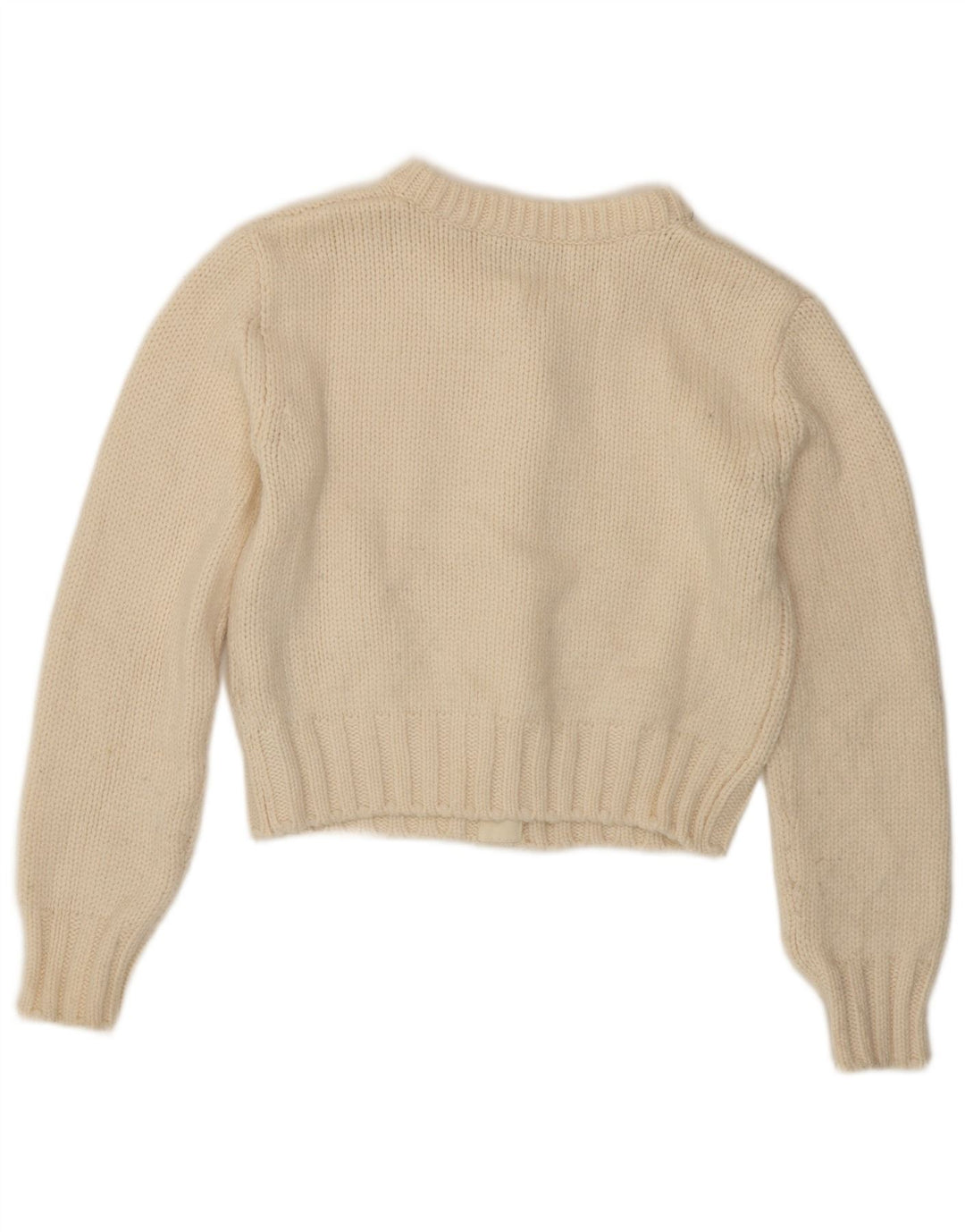 Maglione cardigan corto da donna Zara UK 12 medio bianco sporco poliammide