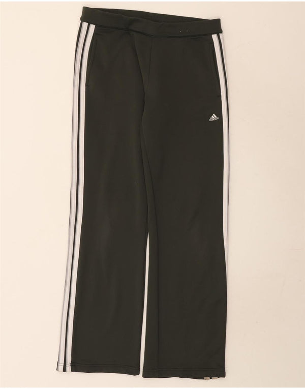 Adidas Womens Wide Leg Tracksuit Trousers UK 12 Medium Green Polyester