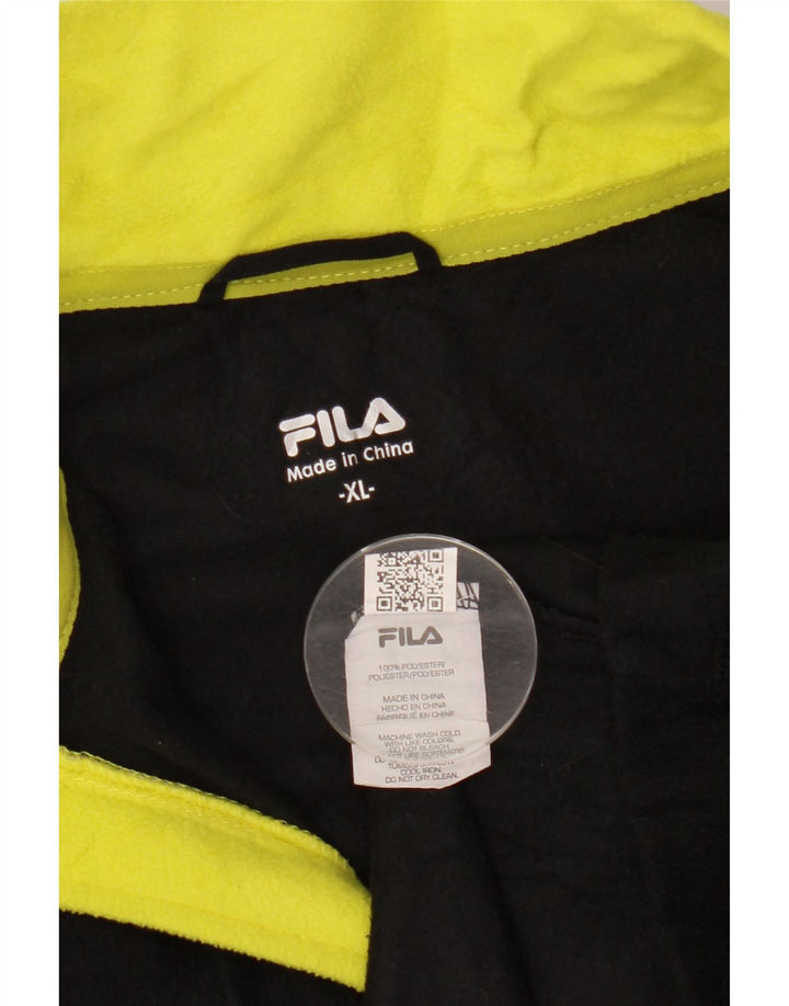 FILA Mens Zip Neck Fleece Jumper XL Black Polyester