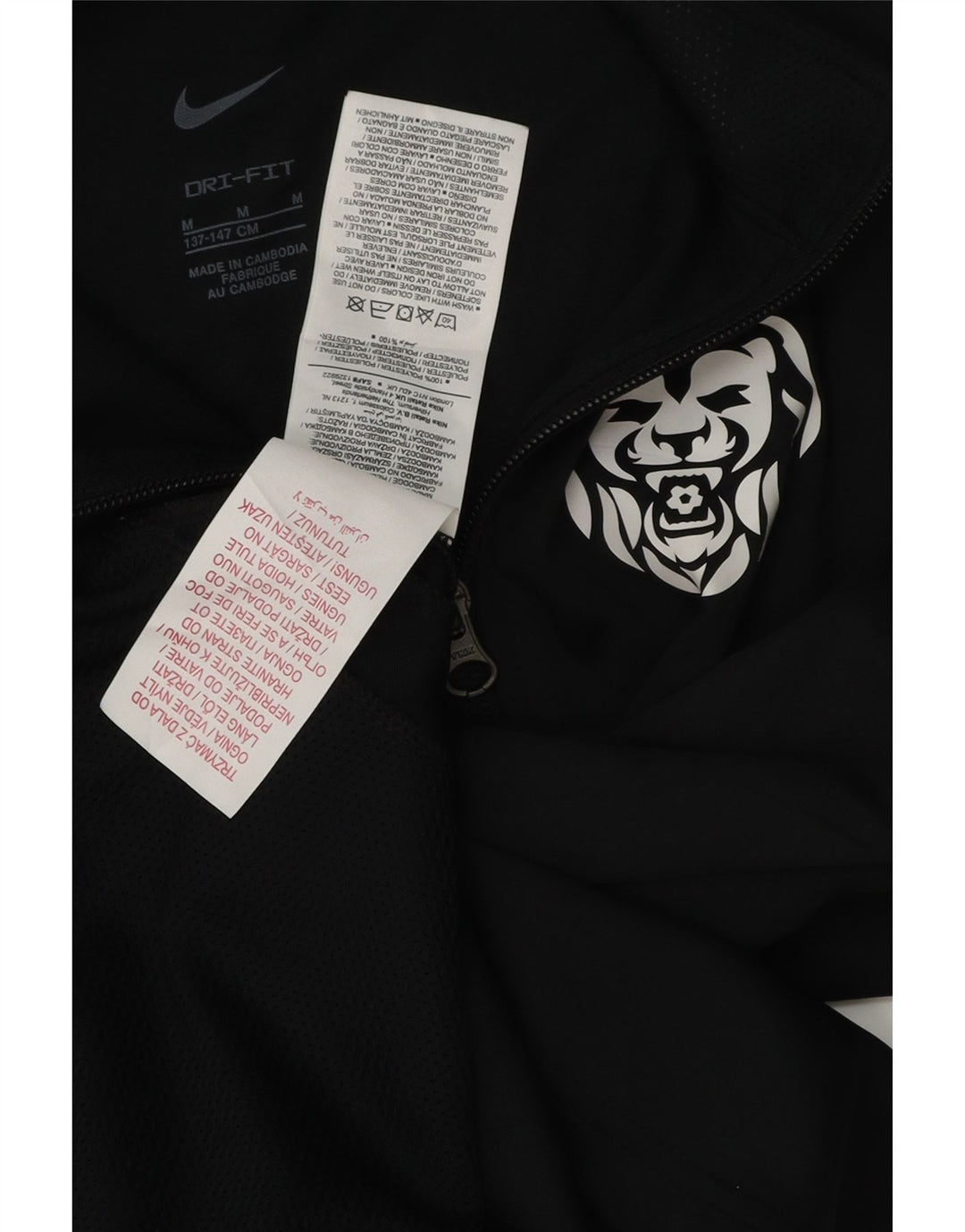 NIKE Boys Dri Fit Graphic Tracksuit Top Jacket 10-11 Years Medium Black