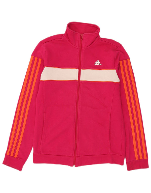 Giacca da tuta da donna Adidas UK 8/10 Small Pink Colourblock Cotton