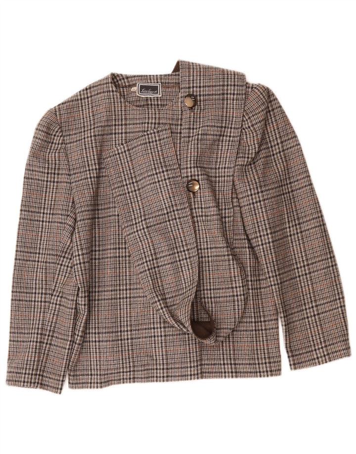 Luisa Spagnoli Dame 2-knaps blazerjakke IT 44 Medium brun ternet uld