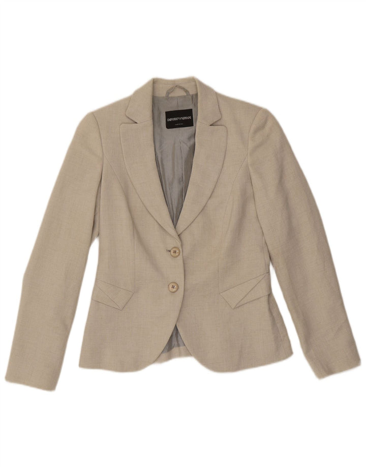 Emporio Armani Chaqueta tipo blazer de 2 botones para mujer IT 40 Poliéster gris pequeño