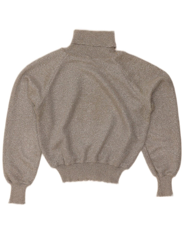 Vintage Damen Crop Rollkragenpullover Pullover UK 12 Mittelgrau