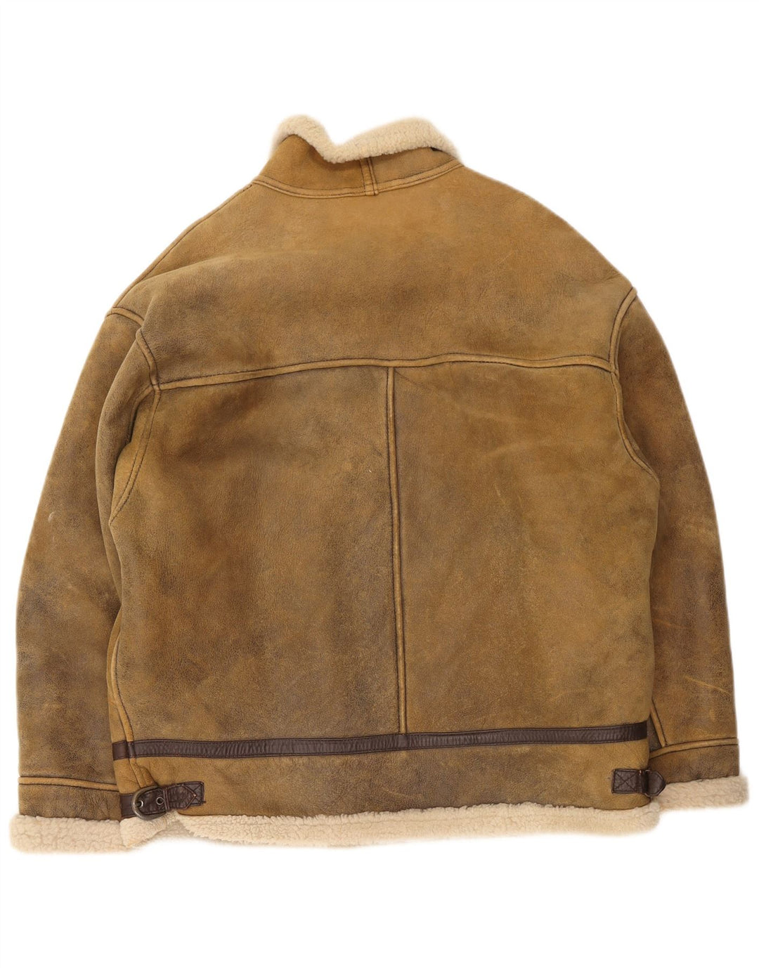 Vintage Mens Shearling Leather Jacket UK 42 XL Brown