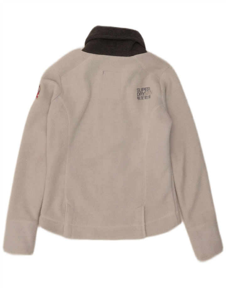 Superdry Womens Fleece Jacket UK 14 Large White Polyester
