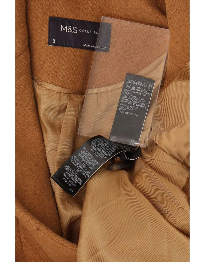 Marks & Spencer Manteau croisé pour femme UK 8 Small Beige Polyester