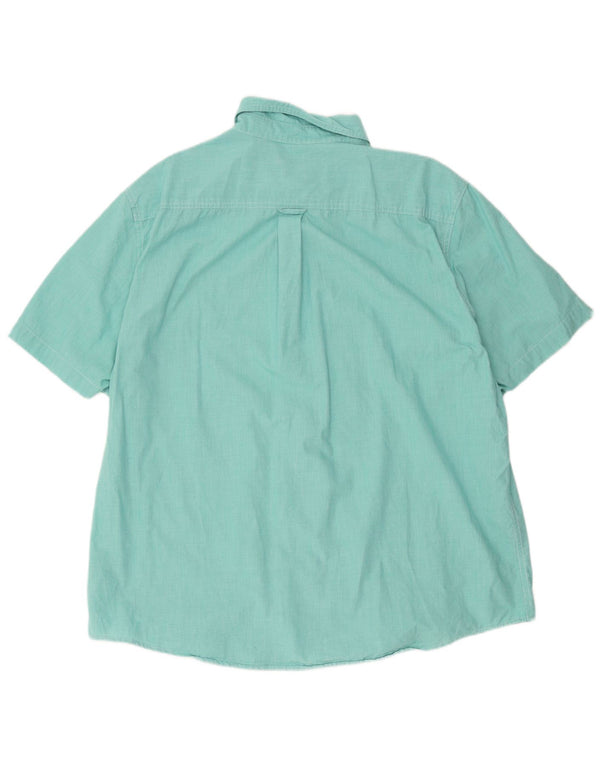 Chaps Chemise à manches courtes pour homme facile d'entretien 2XL en coton pied-de-poule turquoise