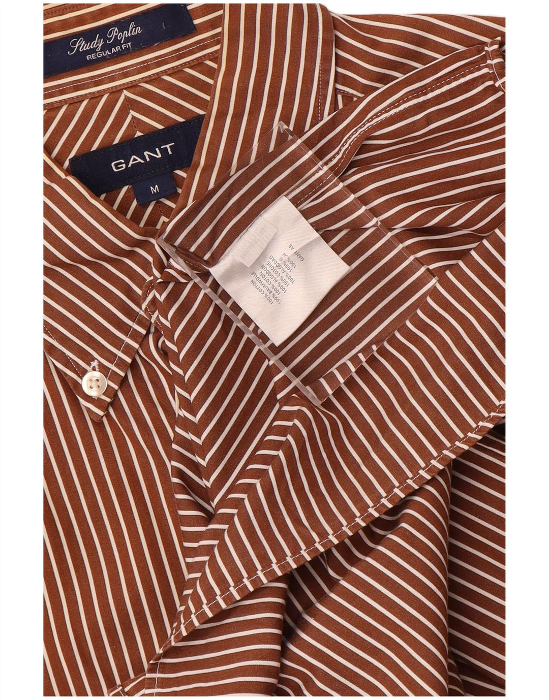 Gant herre Regular Fit skjorte medium brun stribet bomuld