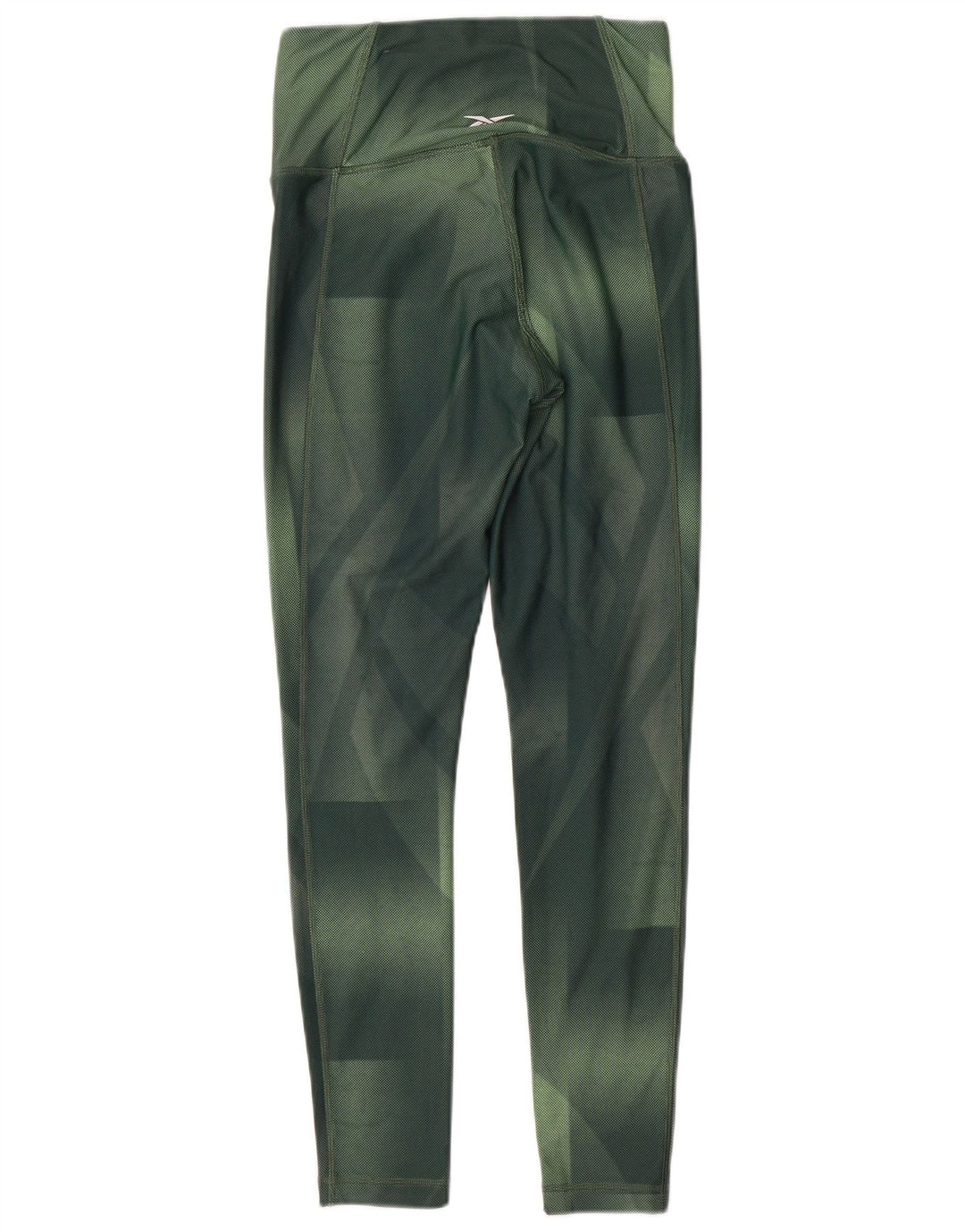 Reebok Womens Speed Wick Leggings UK 10 Small Green Geometric Polyester