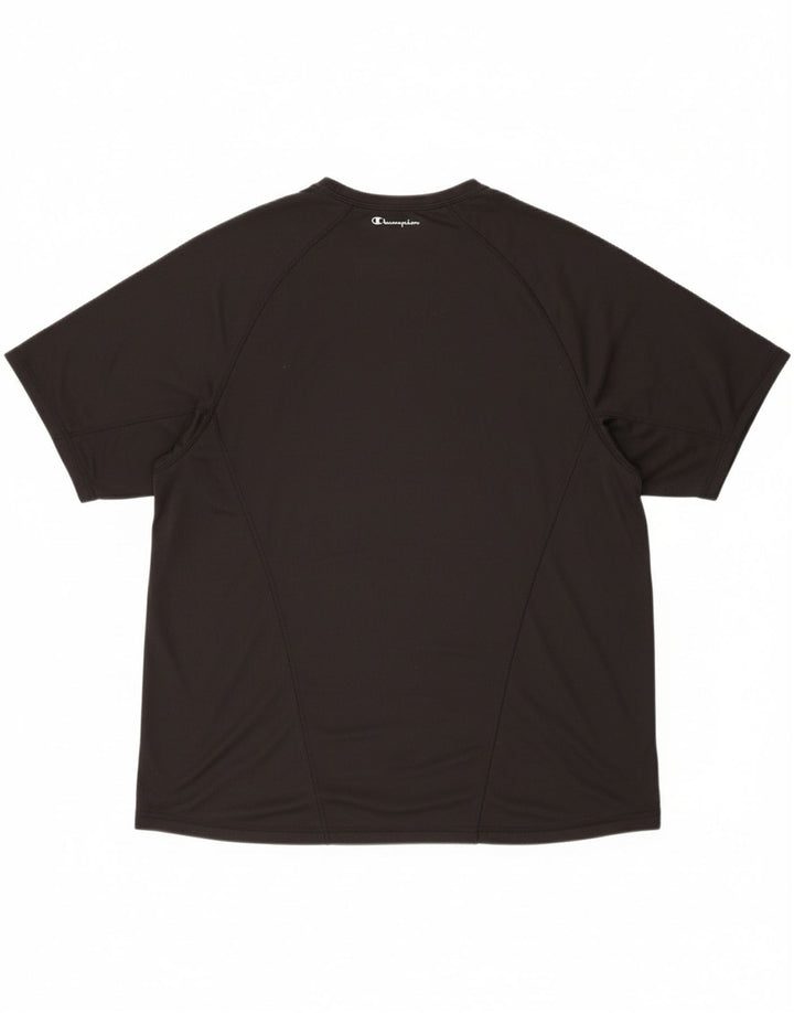 CHAMPION Mens T-Shirt Top 2XL Black Polyester Vintage Champion and Second-Hand Champion from Messina Hembry 