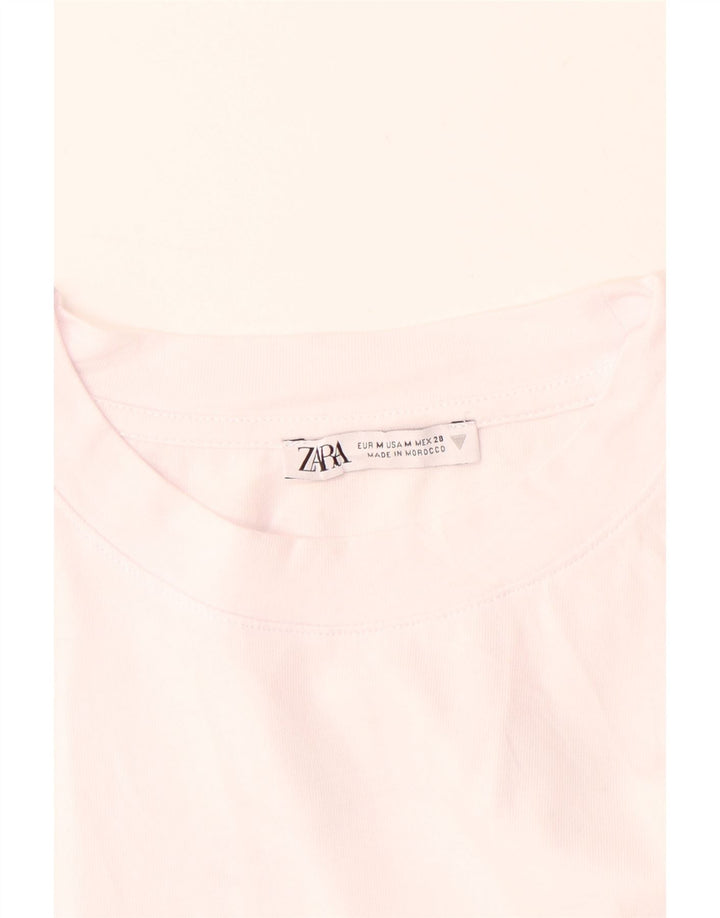ZARA Mens Graphic T-Shirt Top Medium White Cotton