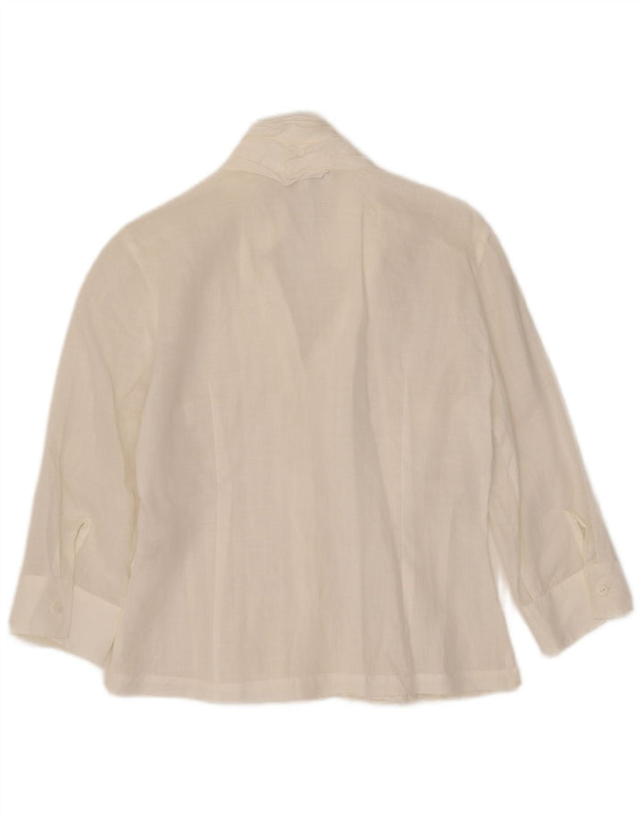 Naracamicie Camicetta da donna con maniche a 3/4 con volant sul davanti UK 10 Small Bianca