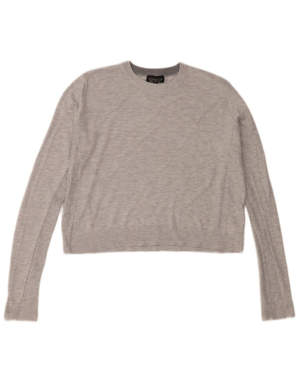 Maglione maglione girocollo oversize da donna Topshop UK 10 piccolo grigio
