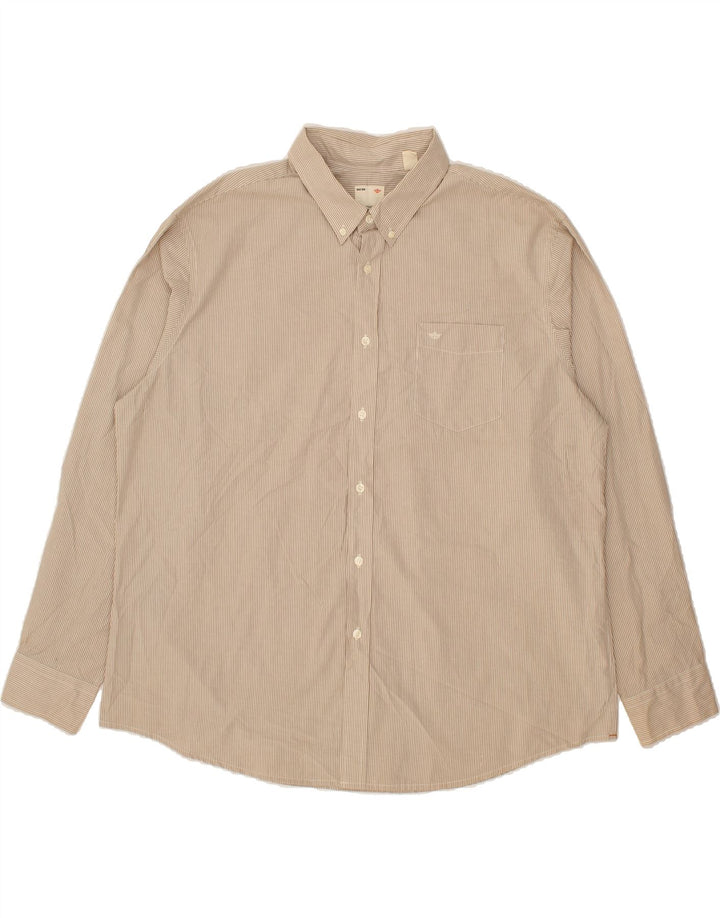 DOCKERS Mens Shirt 2XL Beige Pinstripe Cotton Vintage Dockers and Second-Hand Dockers from Messina Hembry 