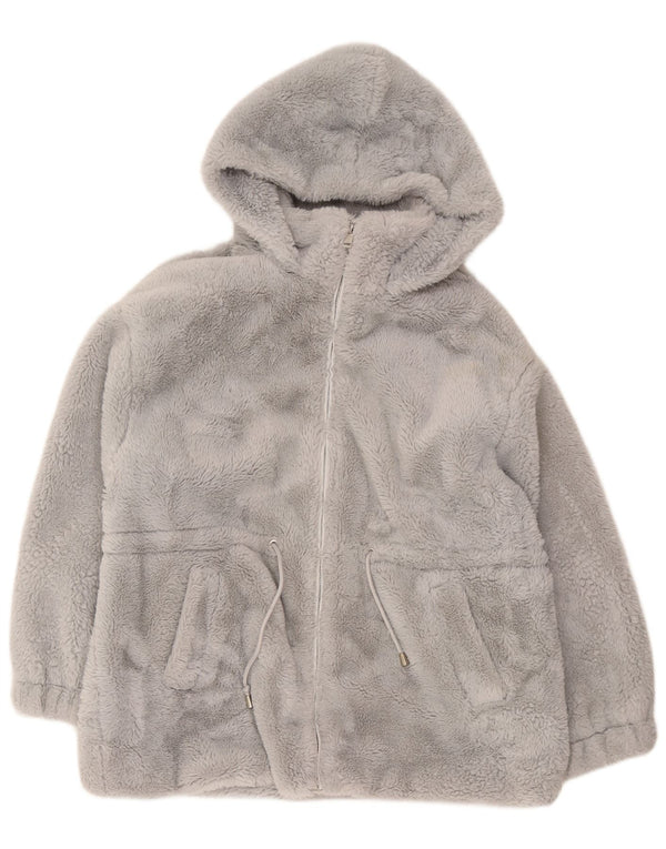 Guess Damen-Fleecejacke mit Teddybär-Kapuze, übergroß, UK 18, XL, Grau
