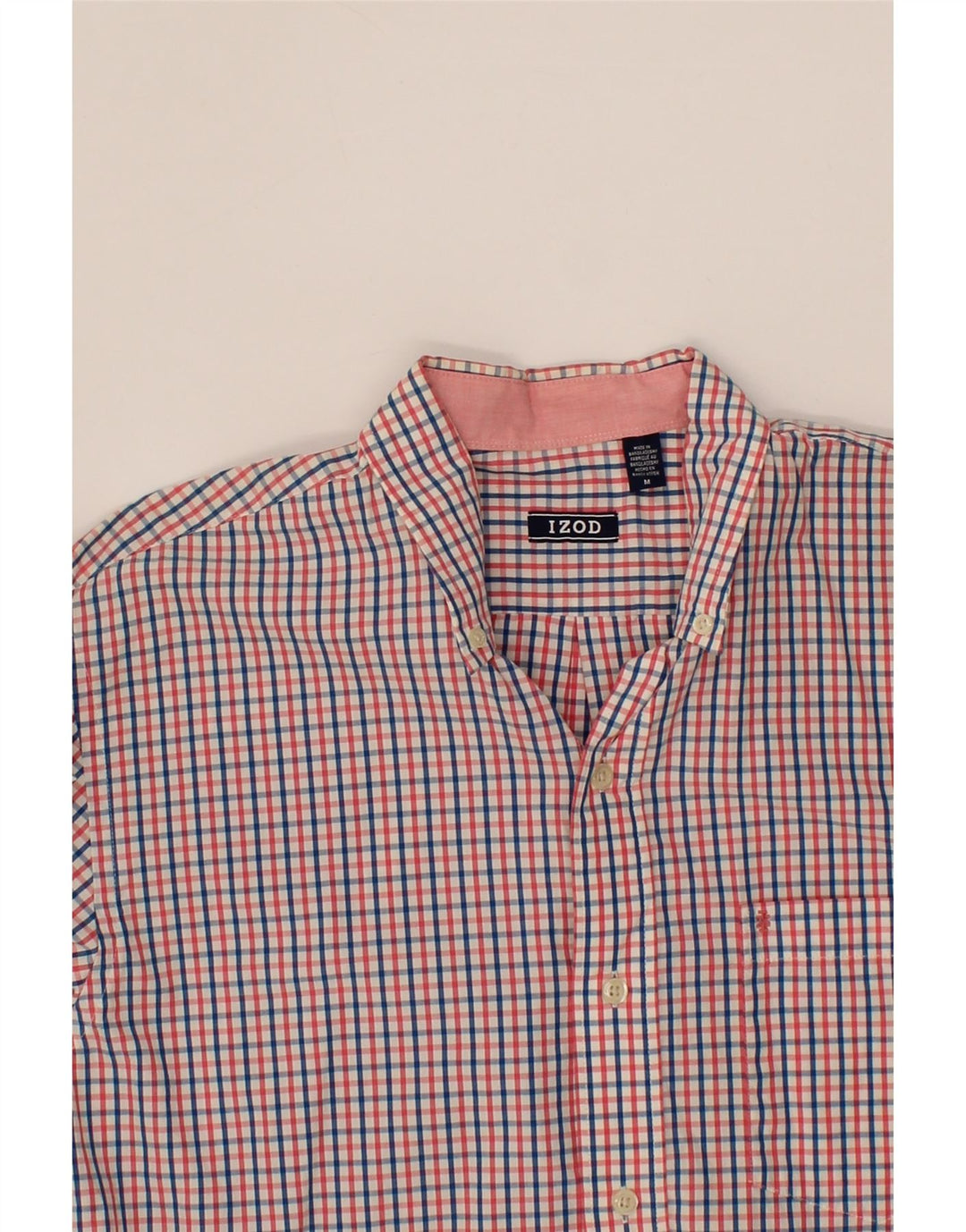IZOD Mens Shirt Medium Red Check Cotton Vintage Izod and Second-Hand Izod from Messina Hembry 