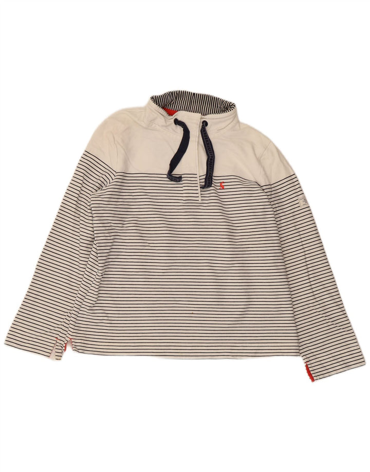 JOULES Womens Button Neck Sweatshirt Jumper UK 14 Medium White Striped