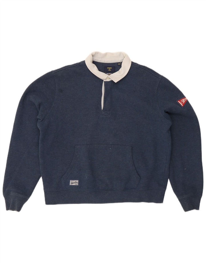 SUPERDRY Womens Oversized Sweatshirt Jumper UK 14 Large Navy Blue