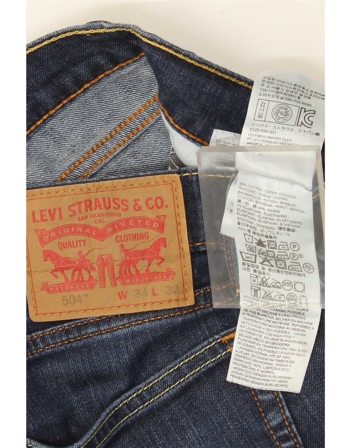 Levi's Womens 504 Straight Jeans W34 L32 Blue Cotton