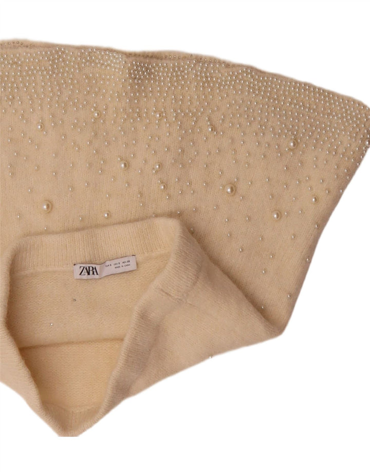 ZARA Womens Knit A-Line Skirt Small W28  Off White Polyamide Vintage Zara and Second-Hand Zara from Messina Hembry 