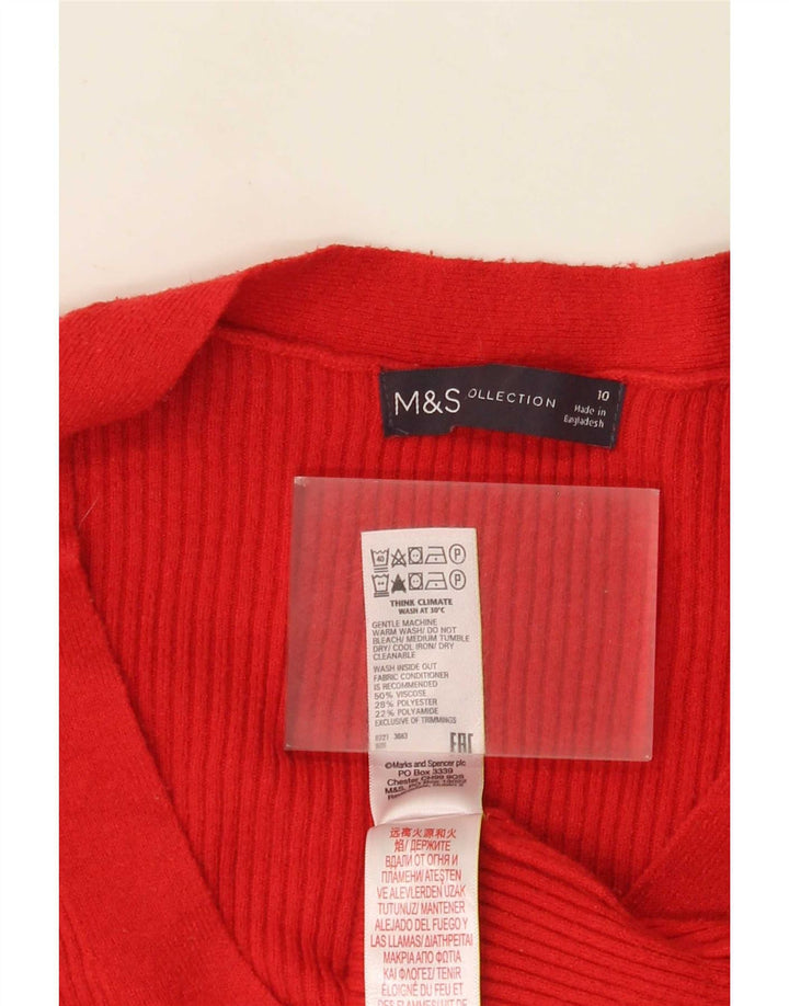 Marks & Spencer Womens Oversized V-Neck Jumper Sweater UK 10 Small Red
