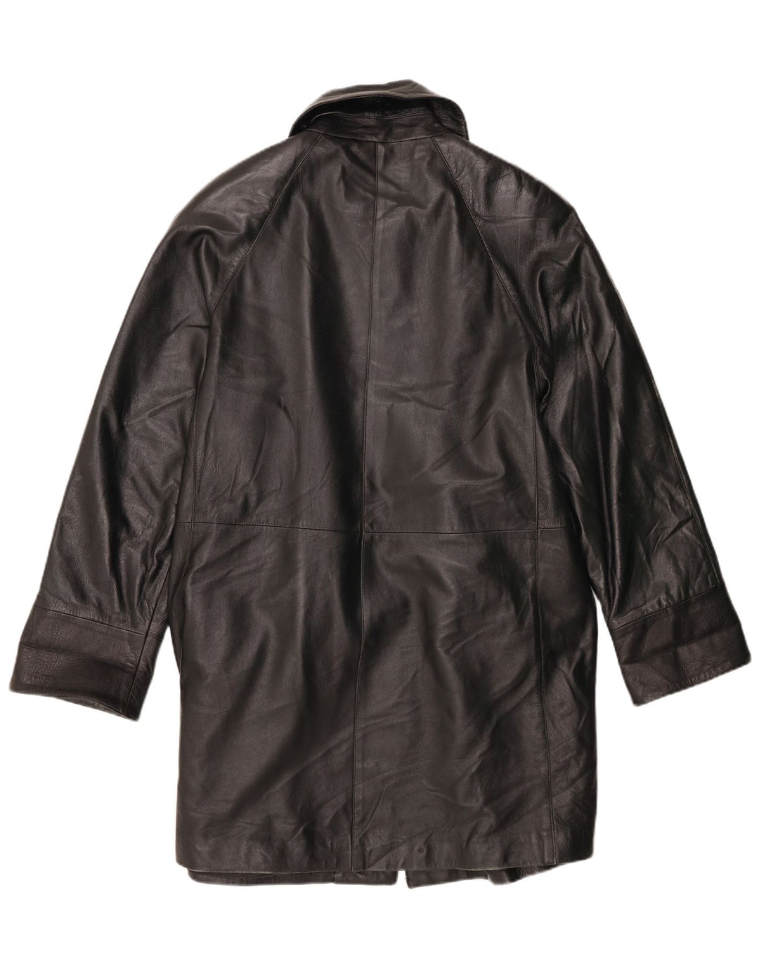 Vintage Womens Leather Coat IT 42 Medium Black Leather