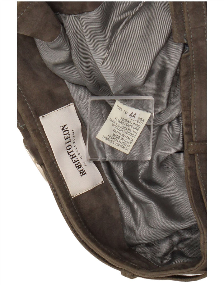 Vintage Womens Suede Skirt IT 44 Medium W26  Khaki Leather