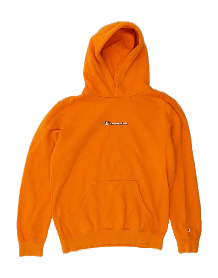 CHAMPION Mens Graphic Hoodie Jumper Small Orange Cotton Vintage Champion and Second-Hand Champion from Messina Hembry 