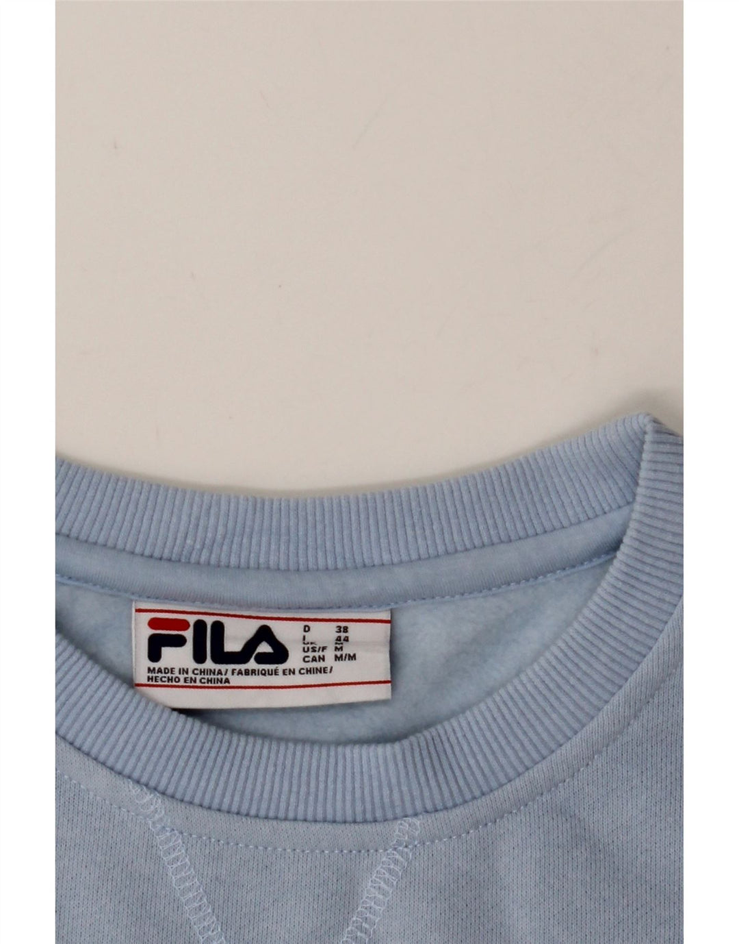FILA Mens Graphic Sweatshirt Jumper Medium Blue Colourblock Cotton Vintage Fila and Second-Hand Fila from Messina Hembry 