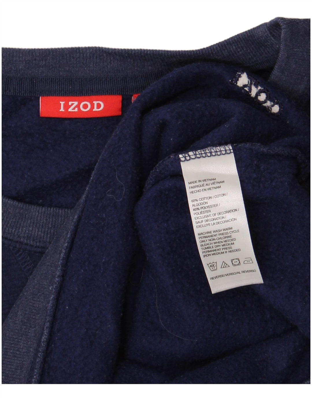 Izod Mens Sweatshirt Jumper Medium Navy Blue Cotton