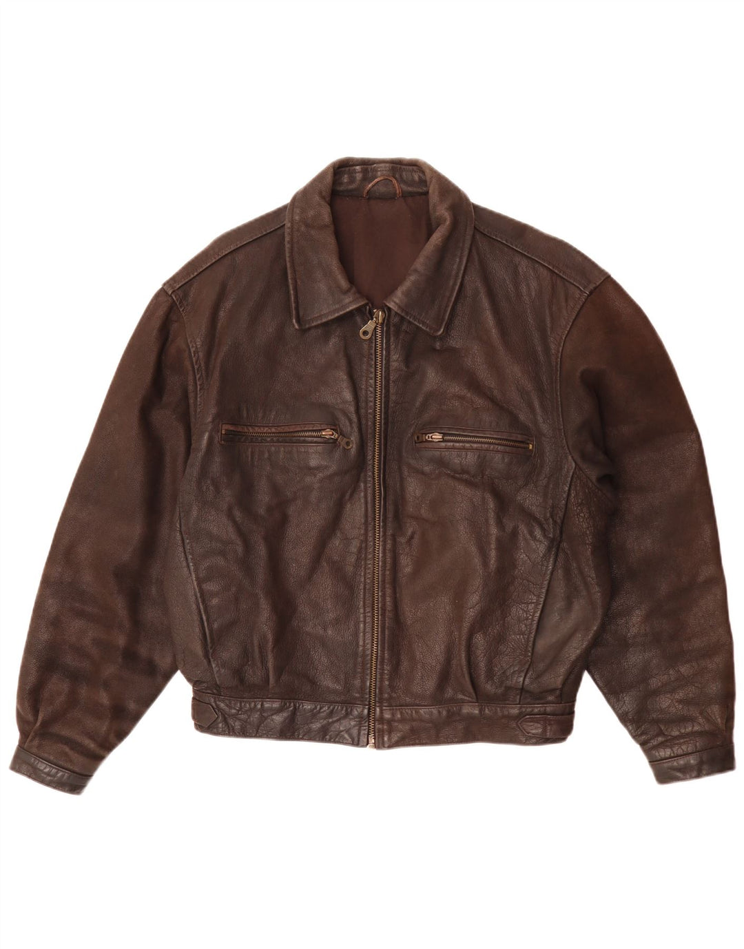 Vintage Mens Leather Jacket IT 50 Large Brown