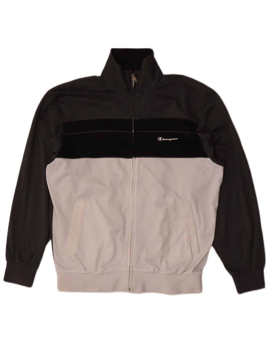 Champion Mens Tracksuit Top Jacket Medium Grey Colourblock Polyester