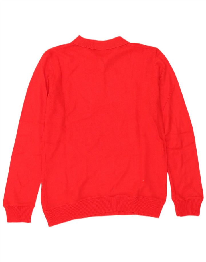 Vintage Womens Polo Neck Jumper Sweater IT 42 Medium Red Polyacrylic