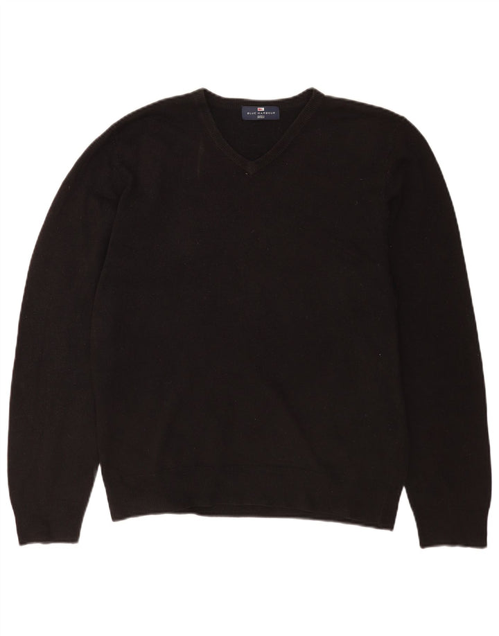 Marks & Spencer Mens V-Neck Jumper Sweater UK 38/40 Medium Black