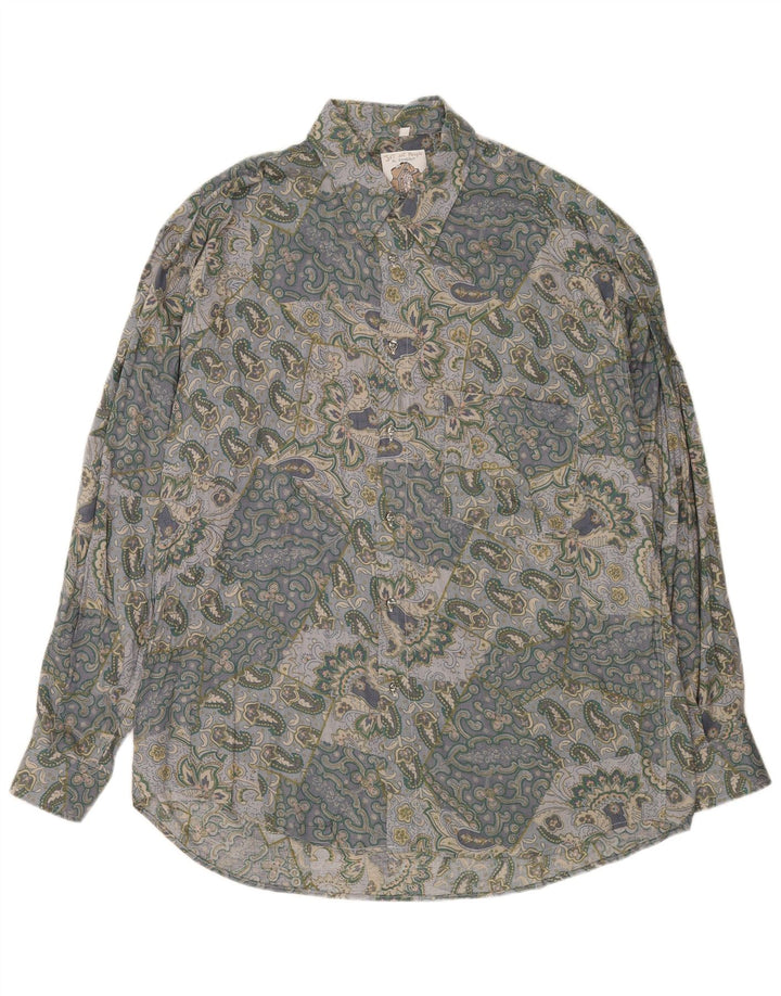 Gandolfi Mens Shirt XL Grey Paisley Viscose