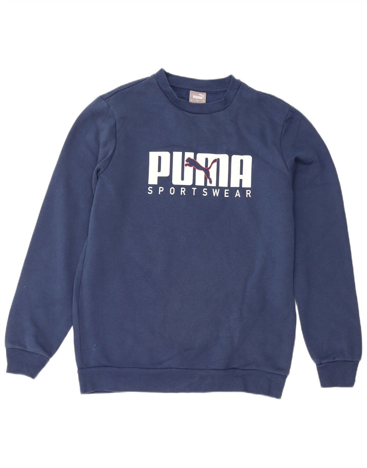 Puma Mens Graphic Sweatshirt Jumper Small Navy Blue Cotton