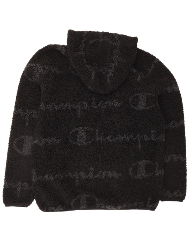 CHAMPION Mens Graphic Fleece Jumper Large Black Polyester