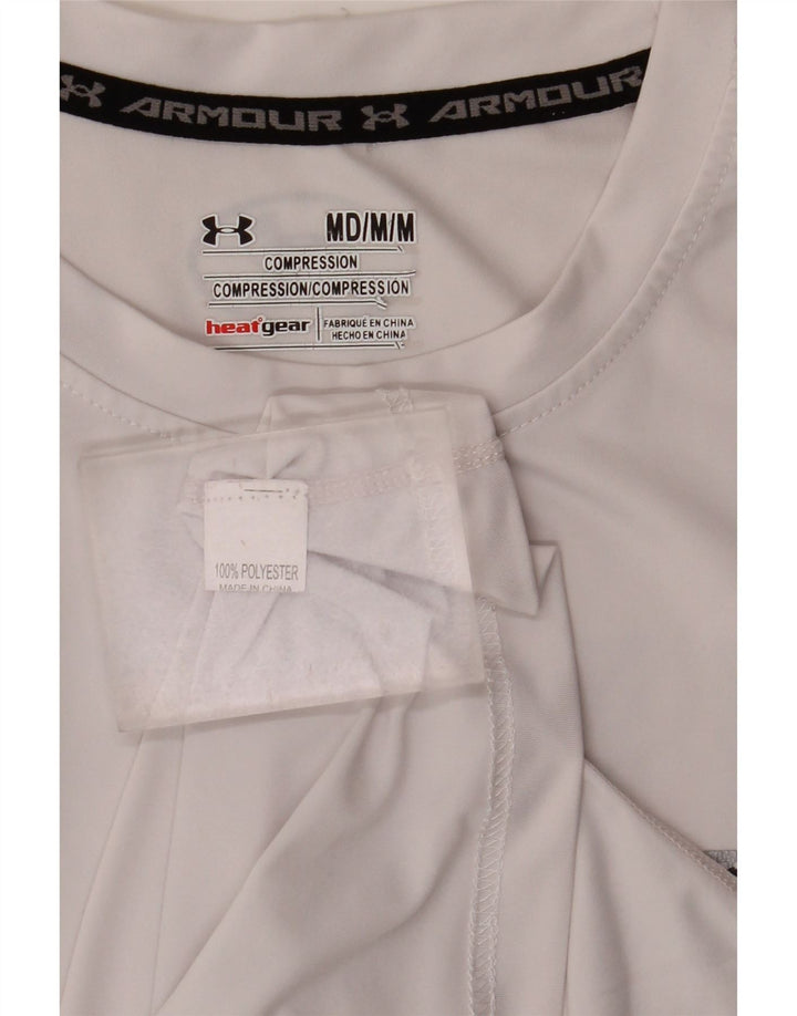 Under Armour Mens Heat Gear Graphic T-Shirt Top Medium White Polyester