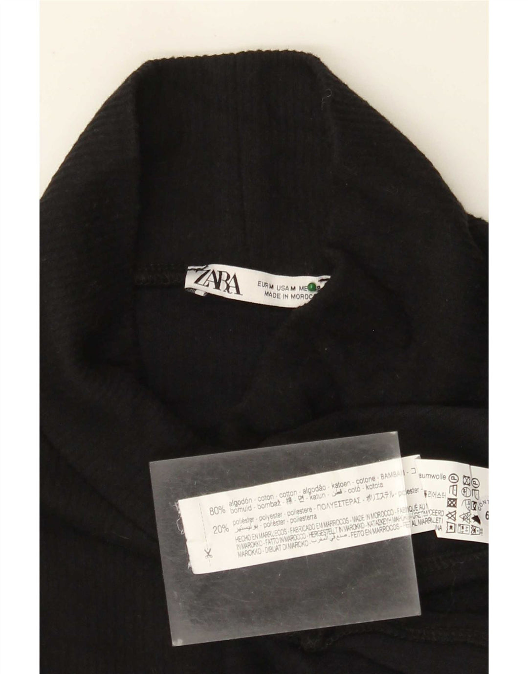 Zara Damen Übergroßes Top Langarm UK 14 Medium Schwarz Baumwolle