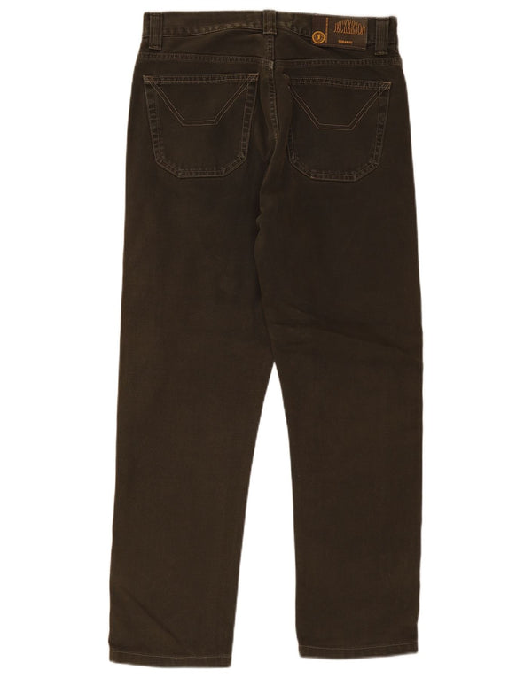 Jeckerson Mens Straight Casual Trousers W33 L28 Green