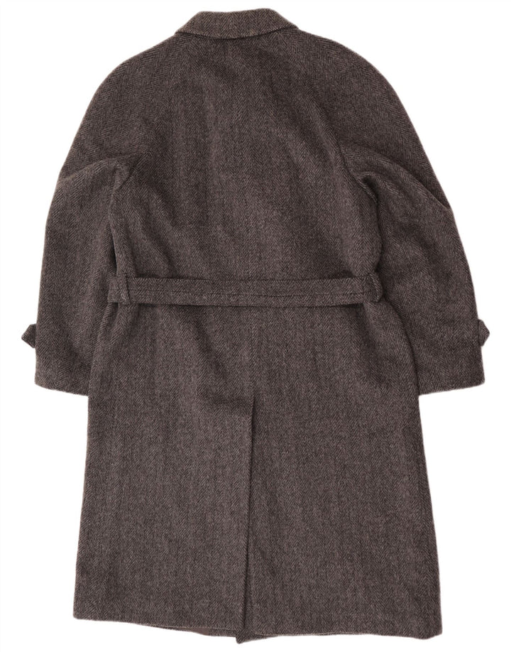 Vintage Mens Overcoat EU 54 2XL Grey Herringbone