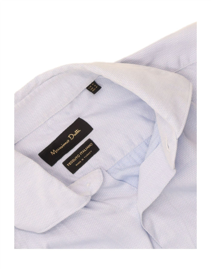 Massimo Dutti Mens Shirt Size 41 Medium Blue Argyle/Diamond