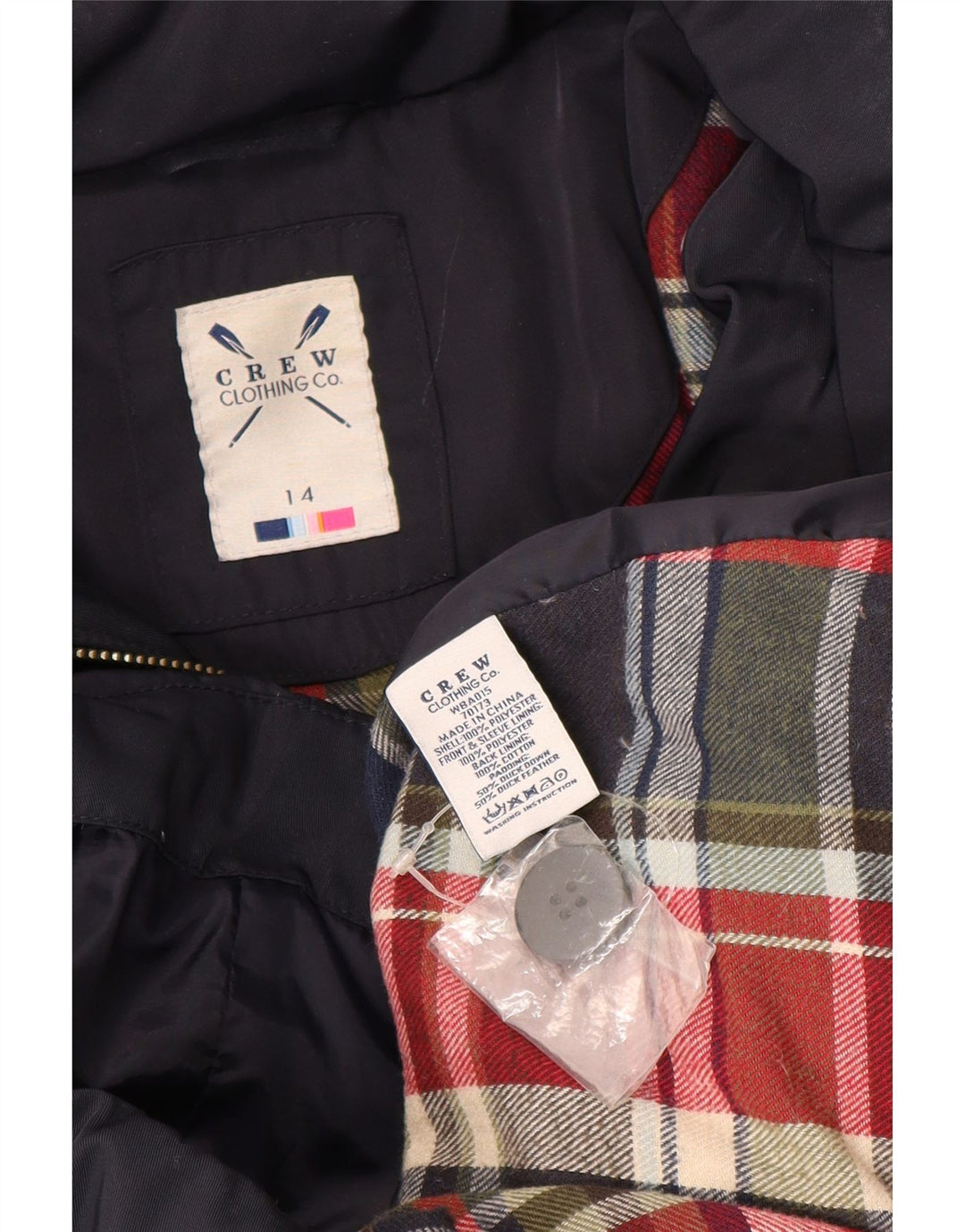 CREW CLOTHING Womens Hooded Padded Jacket UK 14 Medium Navy Blue Polyester