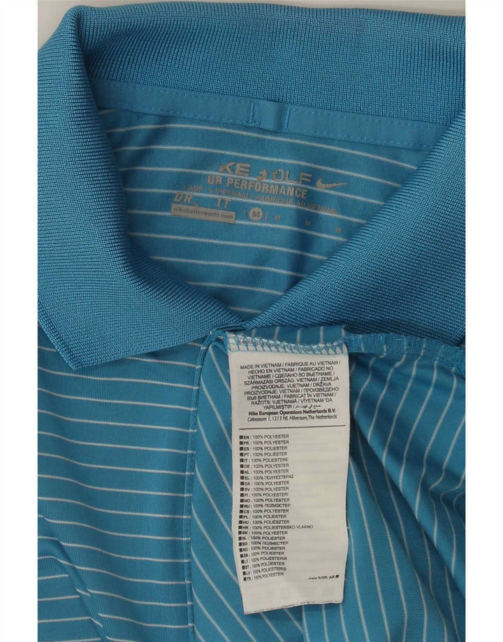 Nike Mens Dri Fit Polo Shirt Medium Blue Pinstripe Polyester