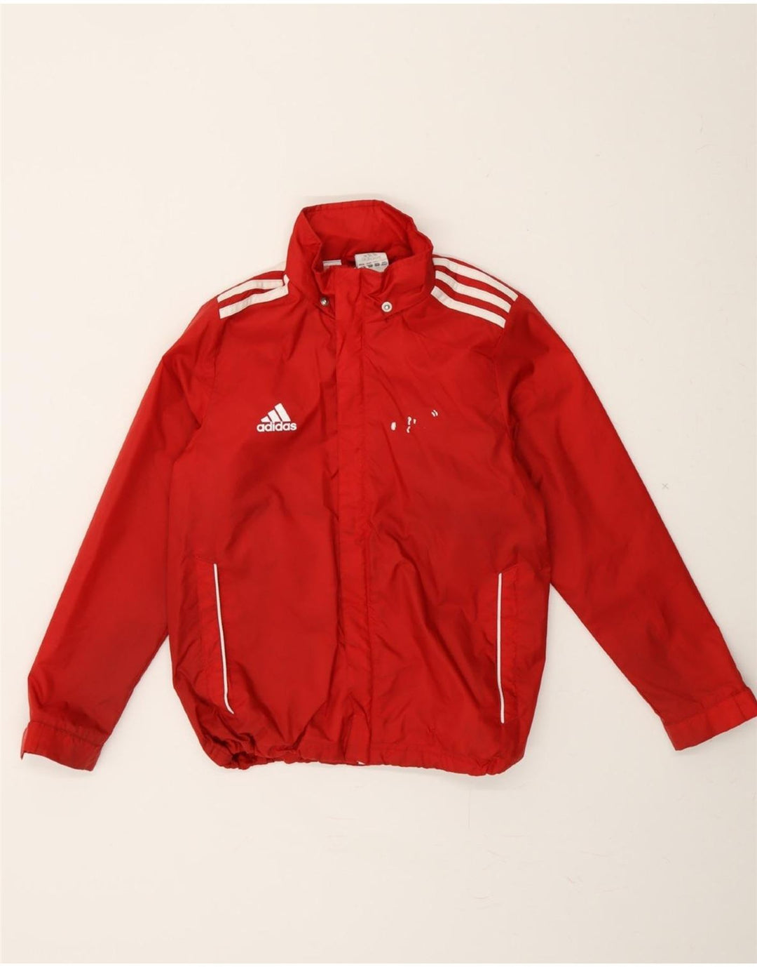 ADIDAS Boys Rain Jacket 9-10 Years Red Polyamide Vintage Adidas and Second-Hand Adidas from Messina Hembry 
